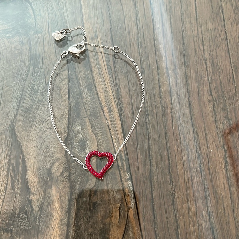Swarovski, Hollow Heart, Red Rhinestone Bracelet